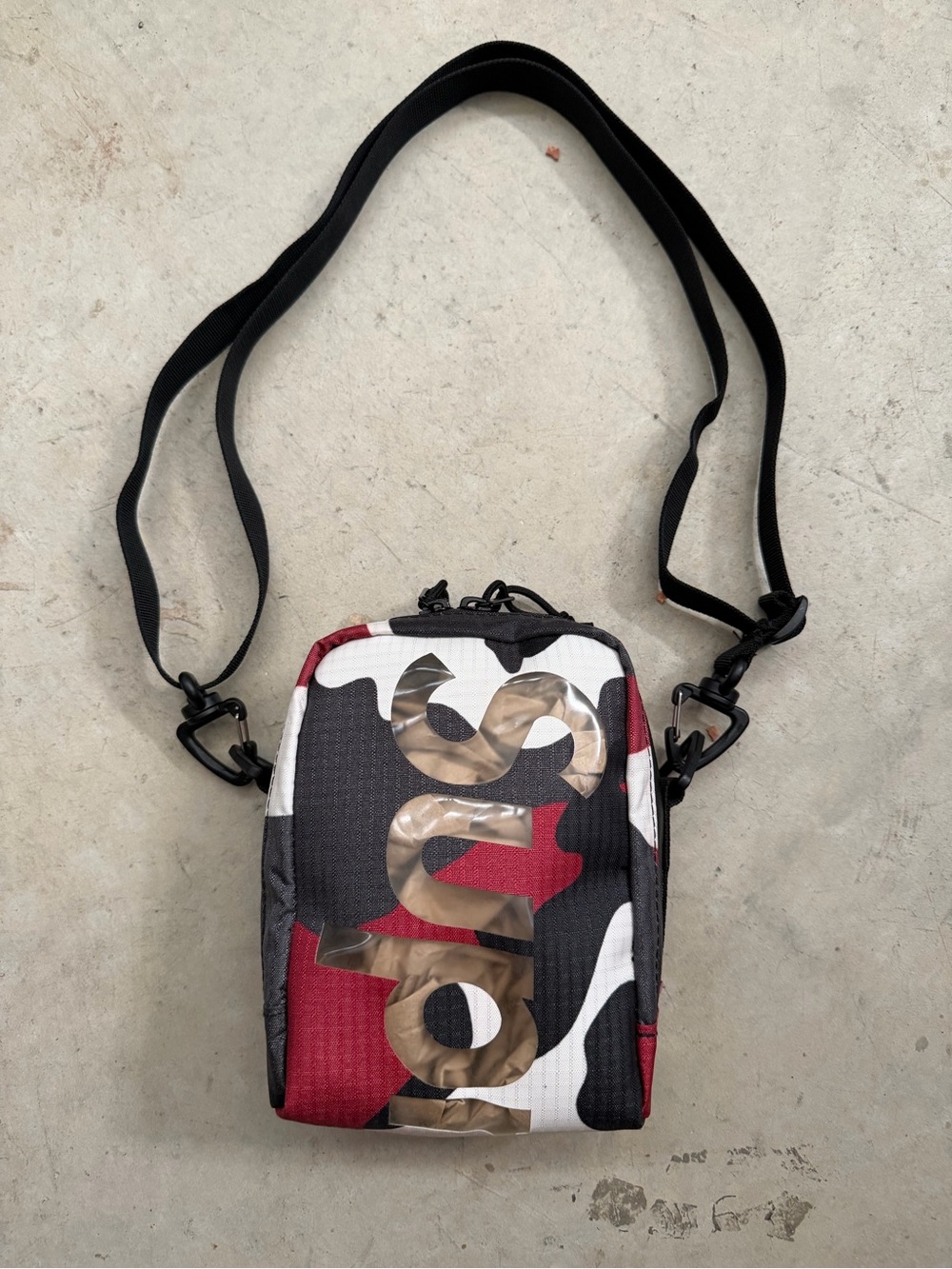 SUPREME Red Black White Camo Crossbody Pouch